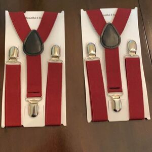Boys maroon suspenders & Bow Ties